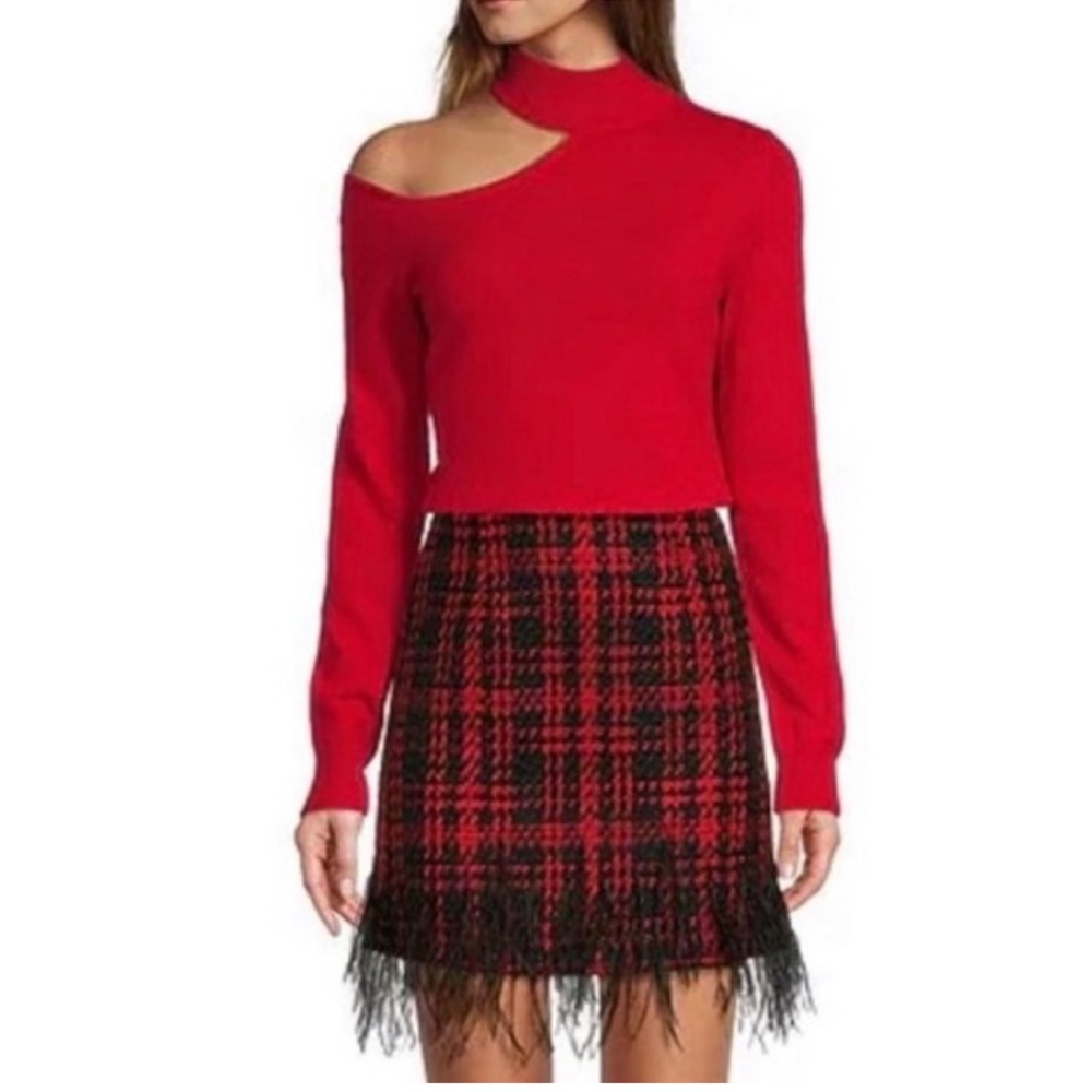 NWT Antonio Melani “Dalia Tweed” skirt feather SKIRT - Picture 3 of 4